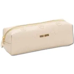 シンプルエンボスデイジー スクエアペンケース ベージュ