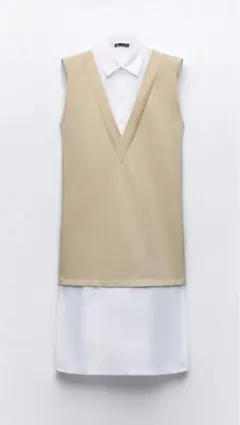 【ZARA】　タグ付き新品商品　コントラストシャツワンピース