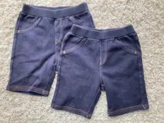ユニクロ　デニム風パンツ　ハーフ　ショート　半ズボン　90