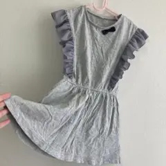 après les cours グレー フリルノースリーブワンピース