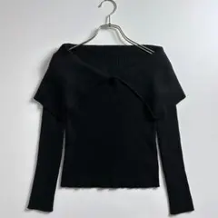 GRL　グレイル　ビッグカラーオフショルダーニットトップス 黒　S