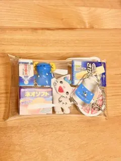 ガチャ詰めポーチ　青　ノンタン　ネオソフト　たべっ子どうぶつ　牛乳石鹸