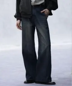 CURVED FLARE DENIM SLACKS