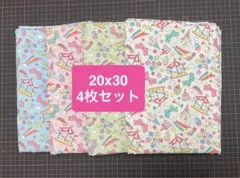 ランチョンマット ハンドメイド 20x30 女の子♥︎リボン/遊園地