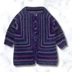 カーディガン　紫系　パープル　ストライプ　メンズ　個性派　カジュアル