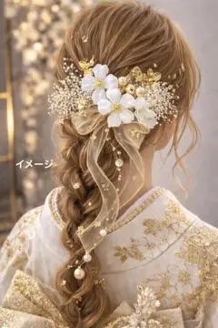 成人式 卒業式 結婚式 髪飾り ヘッドパーツ 水引 ドライフラワー