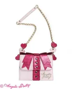 美品 Angelic Pretty リボン付きショルダーバッグ 黒 ホワイト 美品 Angelic Pretty リボン付きショルダーバッグ 黒 ホワイト