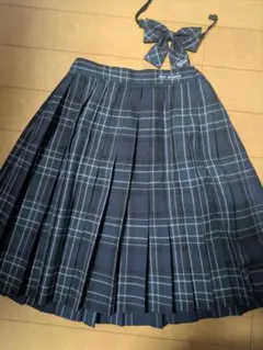 卒業式　ポンポネット　チェック柄　スカート　LL(165) 卒服　リボンつき