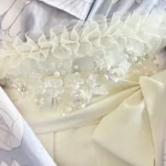 花パール帯飾り　帯締め　帯紐　成人式振袖　卒業式袴　浴衣着物　帯飾り　七五三