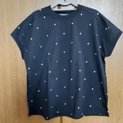 ドット柄 半袖Tシャツ 黒
