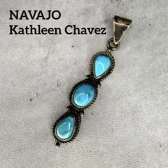 NAVAJO KathleenChavez 3連ターコイズネックレストップ