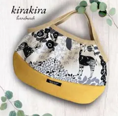 ハンドメイドバッグ　グラニーバッグ　草木花動物柄　斜めがけショルダー　帆布