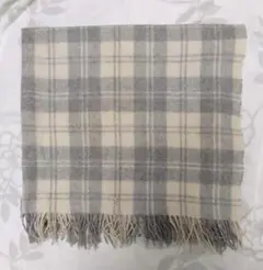 SALE　無印良品　MUJI　ウール100%ブランケット グレー チェック【大判