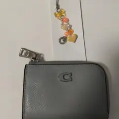 COACH コーチ コインケース 小銭入れ ライトグレー/ハンドメイドキー付き