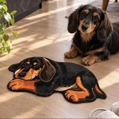 812 ふわふわ ダックスフンド 可愛い ラグマット 玄関マット 肉球 犬型ラグ