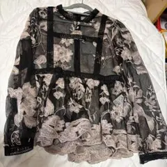 ナルシス♡シースルーブラウス 長袖 黒とピンクのサムネイル