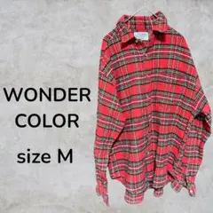 WONDER COLOR トップス　シャツ　赤　チェック柄　チェックシャツ　古着