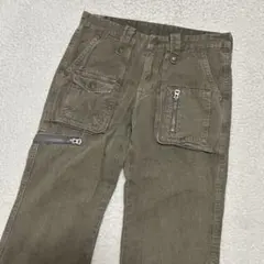 日本製 BLUE WAY ブーツカット ワーク パンツ y2k 古着 緑 Sのサムネイル