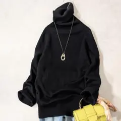 ドゥーズィエムクラス コットンアゼタートルネックプルオーバーニット ブラック