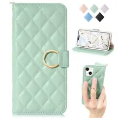 MAGICASE 適用 iPhone 15 ケース 手帳型 チェック柄 グリーン