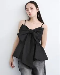 FRAY I.D カットコンビペプラムトップス 黒 ニットコンビペプラム