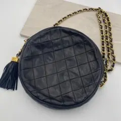 CHANEL マトラッセ ハーフムーン ラムスキン ネイビー ゴールド 正規品 