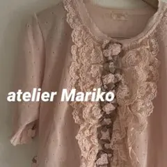 アトリエまりこ 昭和レトロ 日本製 ピンク 花柄 刺繍 半袖 レースボレロ アトリエまりこ 昭和レトロ 日本製 ピンク 花柄 刺繍 半袖 レース