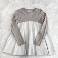 美品 BEARDSLEY ビアズリー ウール ボーダー チュニック F ネイビー 