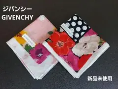 新品　GIVENCHY ハンカチ 2枚セット 花柄 ドット　ピンク　ブラックのサムネイル