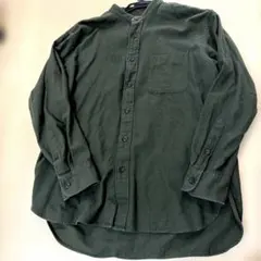UNIQLO ユニクロ フランネルスタンドカラーシャツ（長袖）Mオリーブ