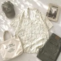 ぐ*る様 半袖シャツ　オープンカラー　総柄　派手　ヴィンテージ　古着　レトロ　ベ