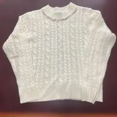 アイボリー ケーブルニットセーター 長袖