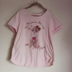 メゾピアノ 半袖Tシャツ 130 猫ピンク