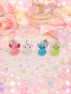 ハンドメイド ウサギチャーム アンブレラマーカー4点セット
