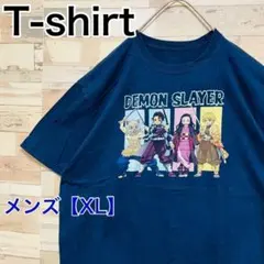 YE81【US輸入】DEMON SLAYER　半袖Tシャツ【メンズXL】ネイビー