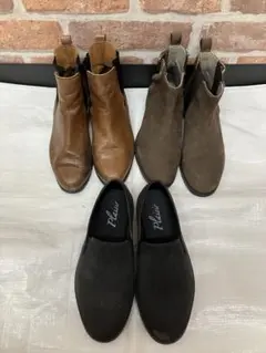 3点セット　ブラック　ブラウン アンクルブーツ　 レディース　23.5cm 靴