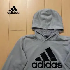 古着　美品　アディダス　adidas グレー　フード付パーカー　せH2