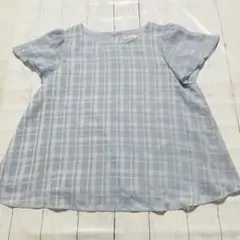 earth チェック柄半袖ブラウス 着回し　春夏　オフィス　キレイめ　438