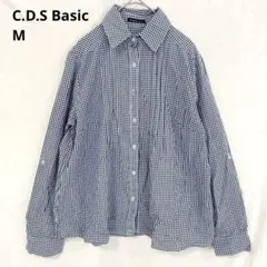 C.D.S Basic シャツ M ネイビー 白 ギンガムチェック 綿100のサムネイル