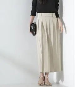 nano・universe フロントプリーツスカート ベージュ フリーサイズ