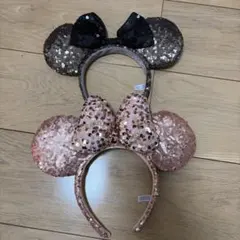 ミニー耳カチューシャ 2個セット ピンク 黒 スパンコール