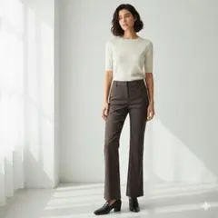 theory セオリー【美脚】フレアパンツ ストライプ 0 ウエスト58 日本製