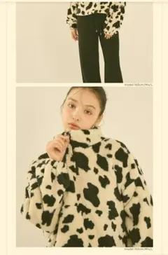 【新品未使用・Web限定】coca Lサイズ Mix ボアハーフジップ