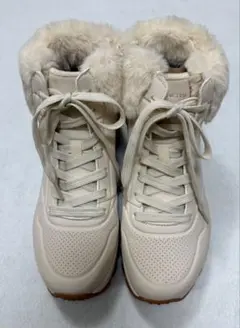 【新品】SKECHERS ファー付ブーツ 23.5cm エアソール ベージュ