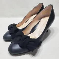 【美品】NED RHYTHM ネオリズム リボン ラウンドトゥ パンプス