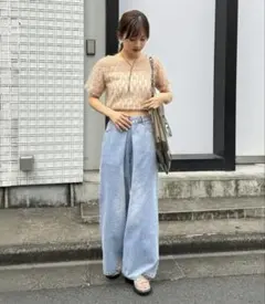 kastane デニムタックワイドパンツブルーピンクsize1のサムネイル