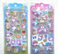 フワフワらびちゃん　まじかるみゅーちゃん　ドロップジュエリーシール　平成女児