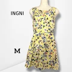 【イング】花柄 ワンピース フレア ノースリーブ フェミニン 春夏コーデ M