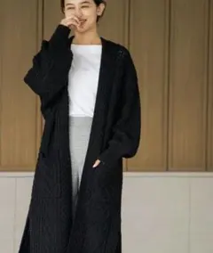 タグ付き シューラルー おうち時間も暖かく◎ ケーブル柄ロングカーディガン