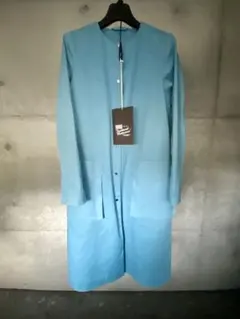 Traditional Weatherwear ノーカラー　コート　水色　ロング